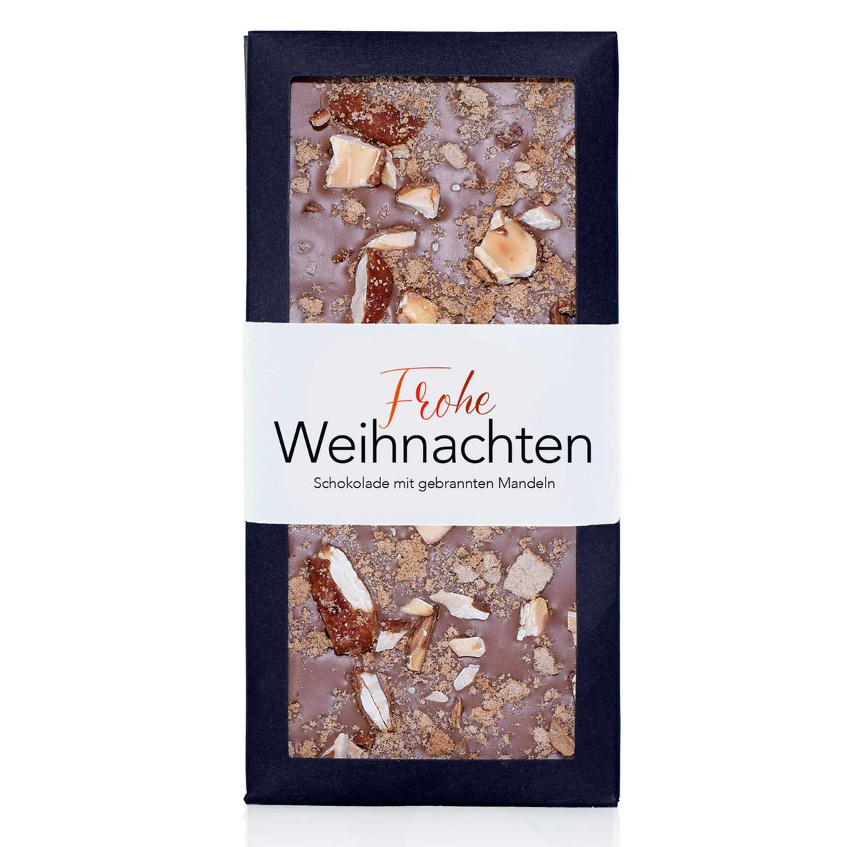 "Frohe Weihnachten" (Gebrannte Mandeln) - Schokoladentafel 90g