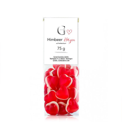 Himbeer Herzen auf Vanilleschaum – Fruchtgummis 75g