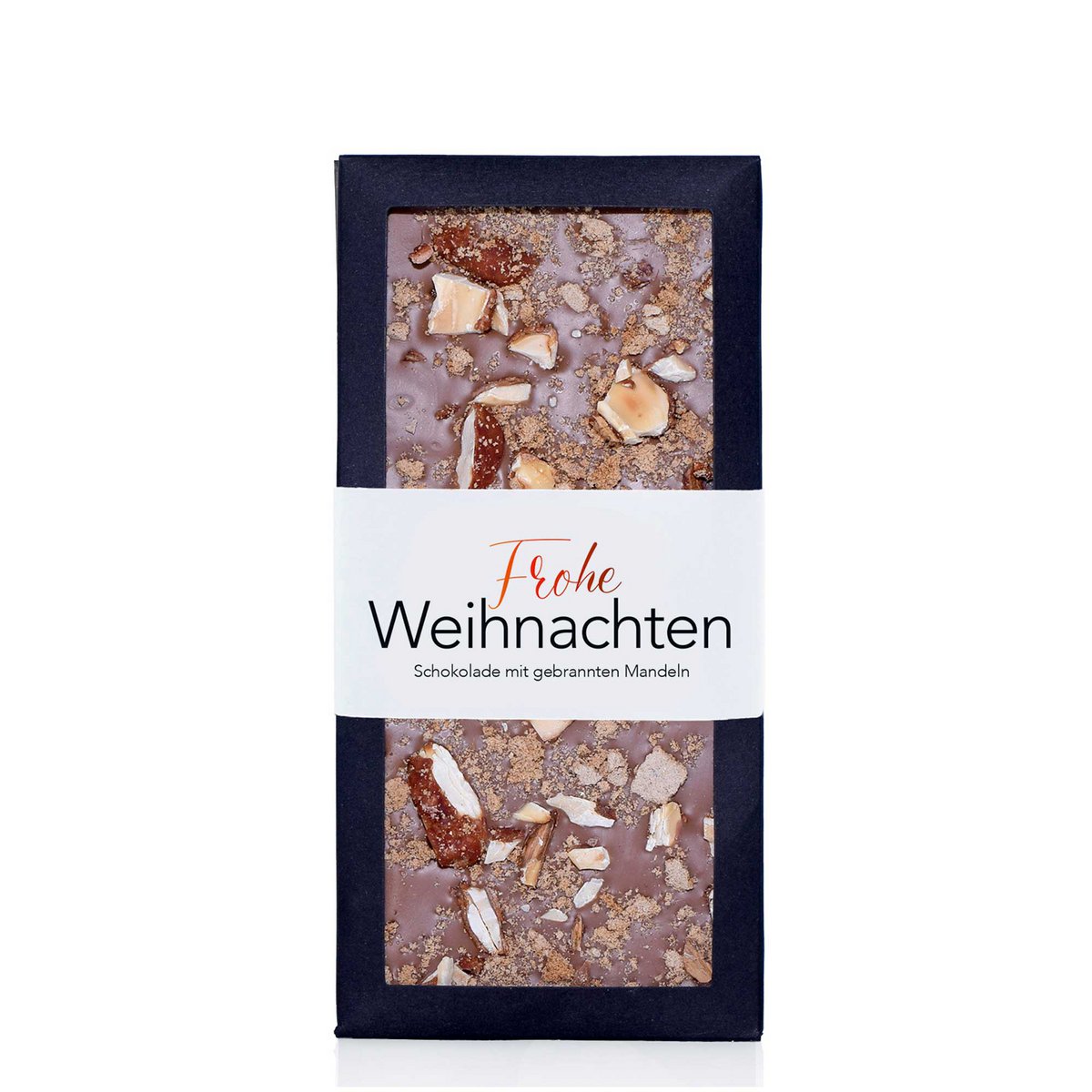 "Frohe Weihnachten" (Gebrannte Mandeln) - Schokoladentafel 90g