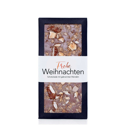 "Frohe Weihnachten" (Gebrannte Mandeln) - Schokoladentafel 90g